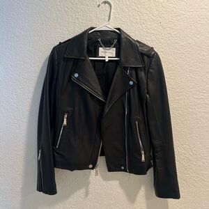 BCBGeneration Black Leather Moto Jacket Asymmetrical Zipper
